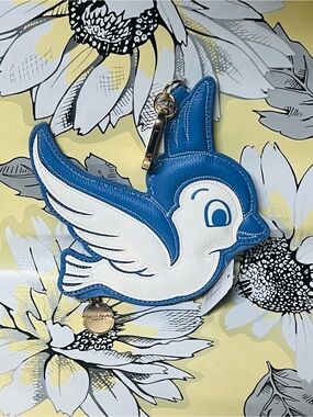 New BBW Princess Snow White Coin Purse Blue and White Bird Bag Charm Key Fob
